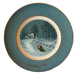 Avon Christmas Plate Series Third Edition‎ Bringing Home The Tree 1976